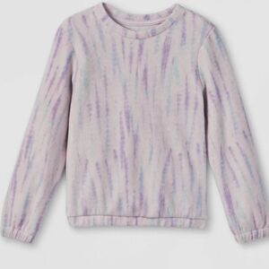 Cat & Jack Tie Dye Soft Reverse Fleece Pullover Sweatshirt, Purple Size S 6/6X